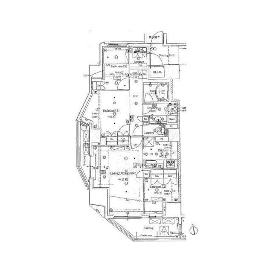 パークハウス市谷柳町　1103号室［ペット可］の間取り図