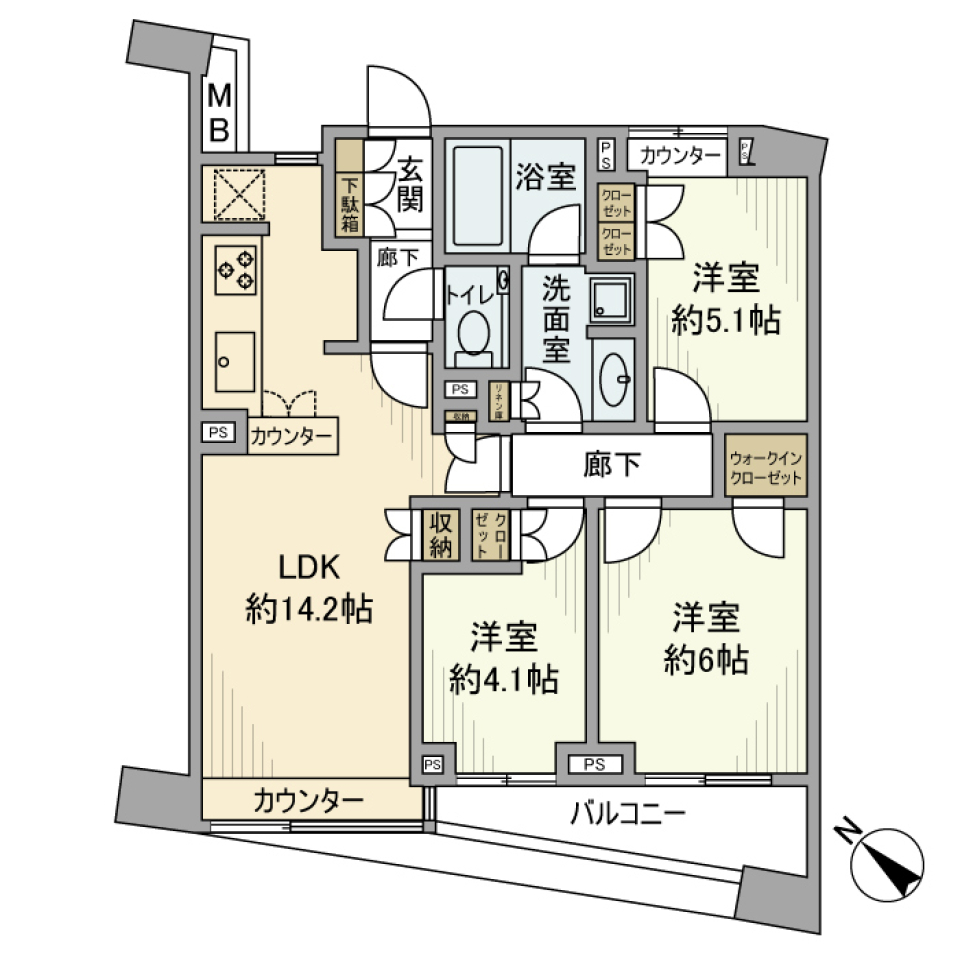 パークホームズ目黒ザレジデンス　1021号室の間取り図