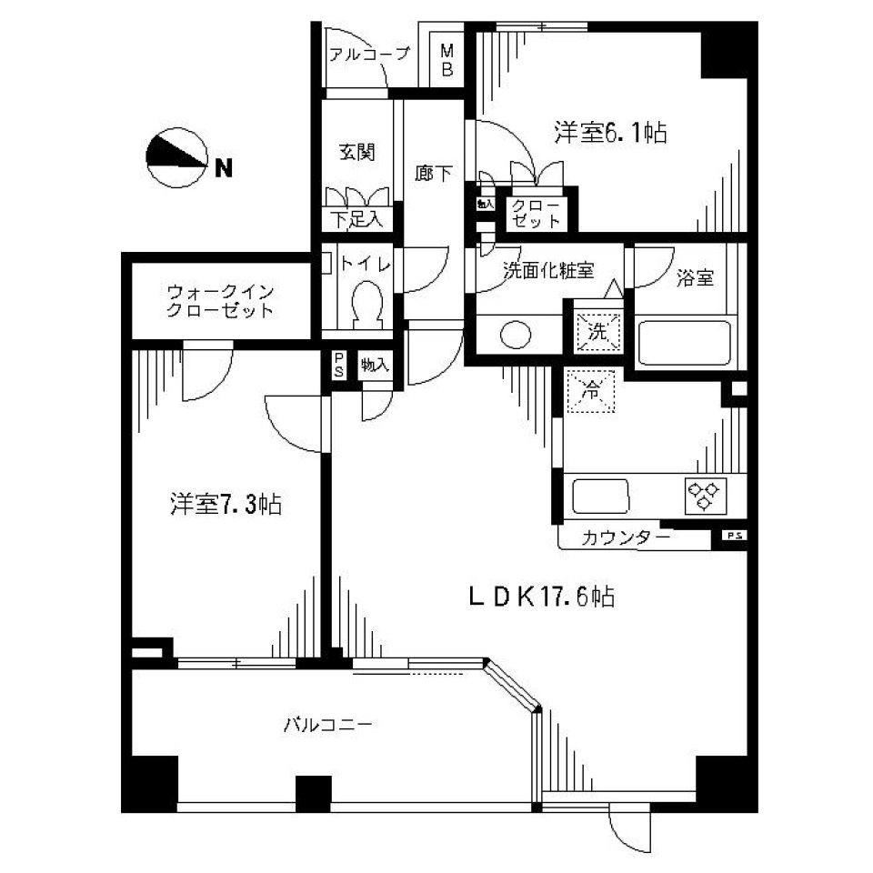 パークハウス旗の台六丁目　210号室の間取り図