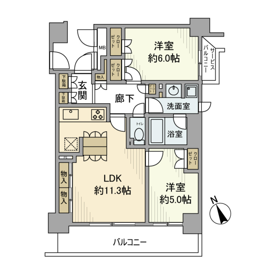 モア・クレスト築地　1103号室の間取り図