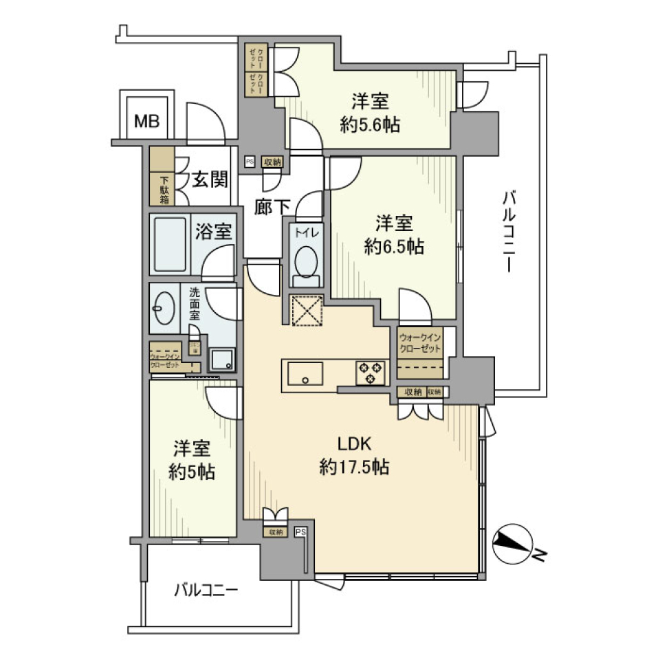 リーフィアタワー海老名ブリスコート　2210号室の間取り図