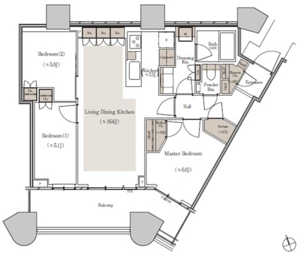 パークタワー勝どきサウス　4828号室［ペット可］の間取り図