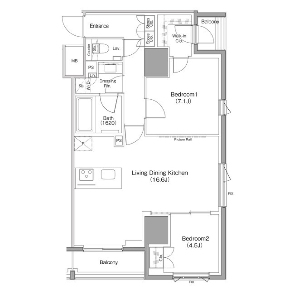 ザ・パークハビオ麻布十番　501号室　［ペット可］の間取り図