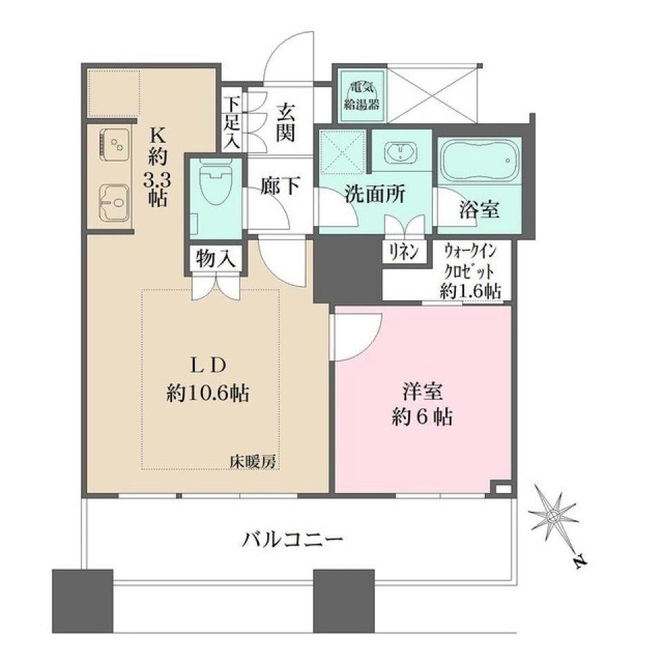 ザ・パークハウス西新宿タワー６０　603号室［ペット可］の間取り図