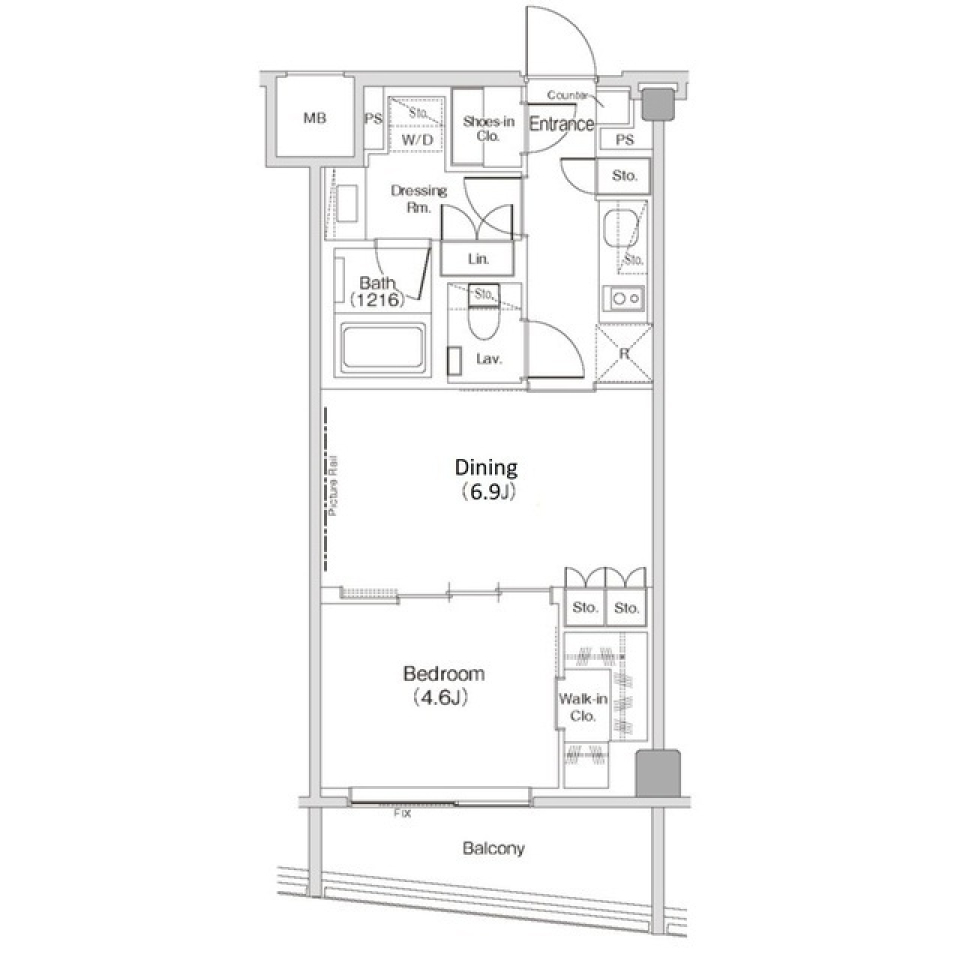 ザ・パークハビオ渋谷クロス　610号室［ペット可］の間取り図
