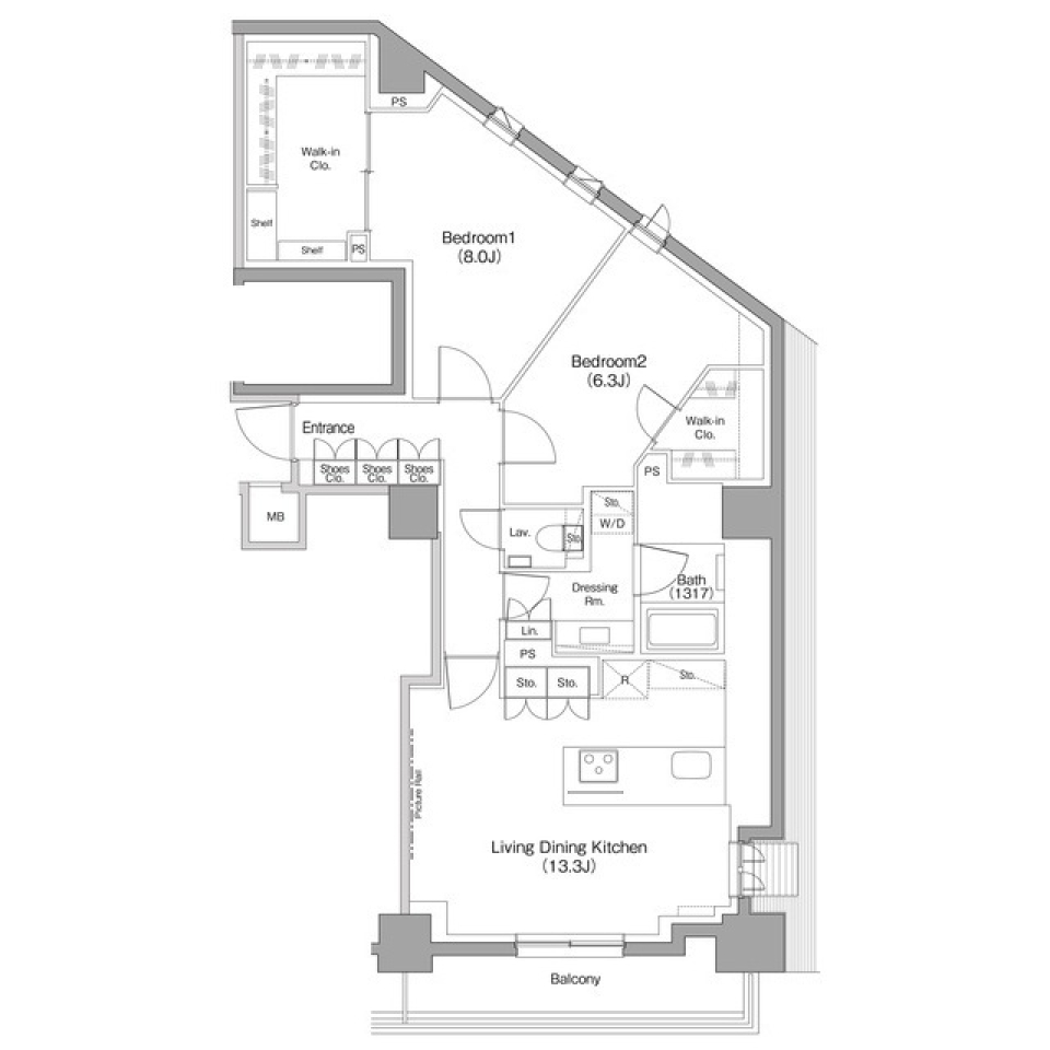 ザ・パークハビオ小石川　701号室［ペット可］の間取り図