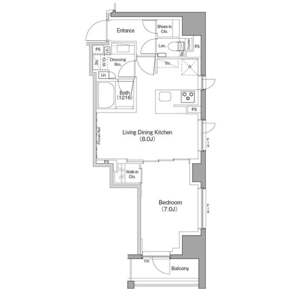 ザ・パークハビオ日本橋箱崎町　405号室［ペット可］の間取り図