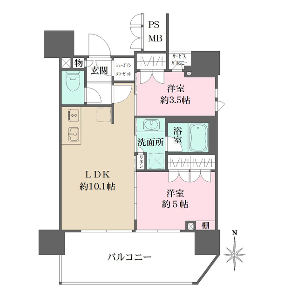 ルフォンプログレ元浅草マークス　1102号室［ペット可］の間取り図