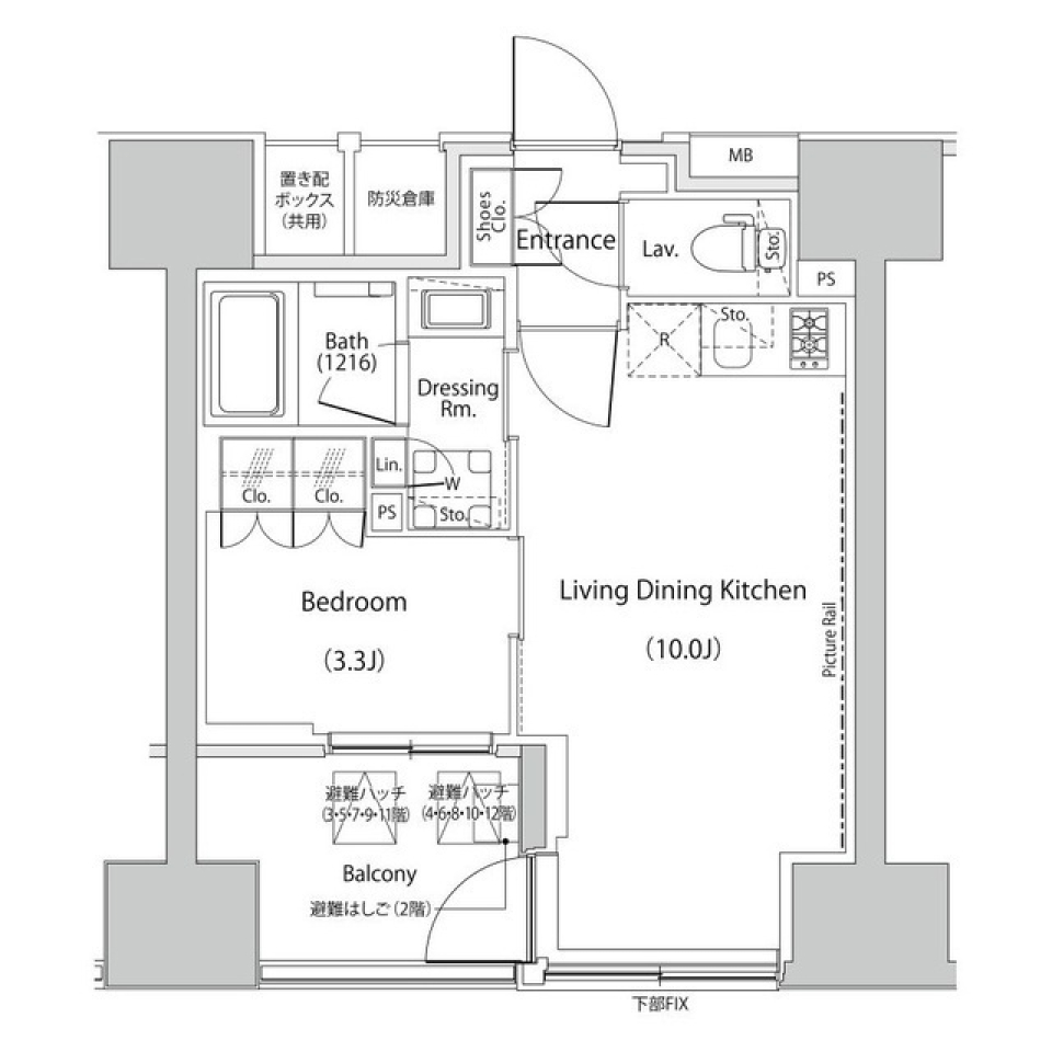 ザ・パークハビオ人形町レジデンス　1104号室［ペット可］の間取り図