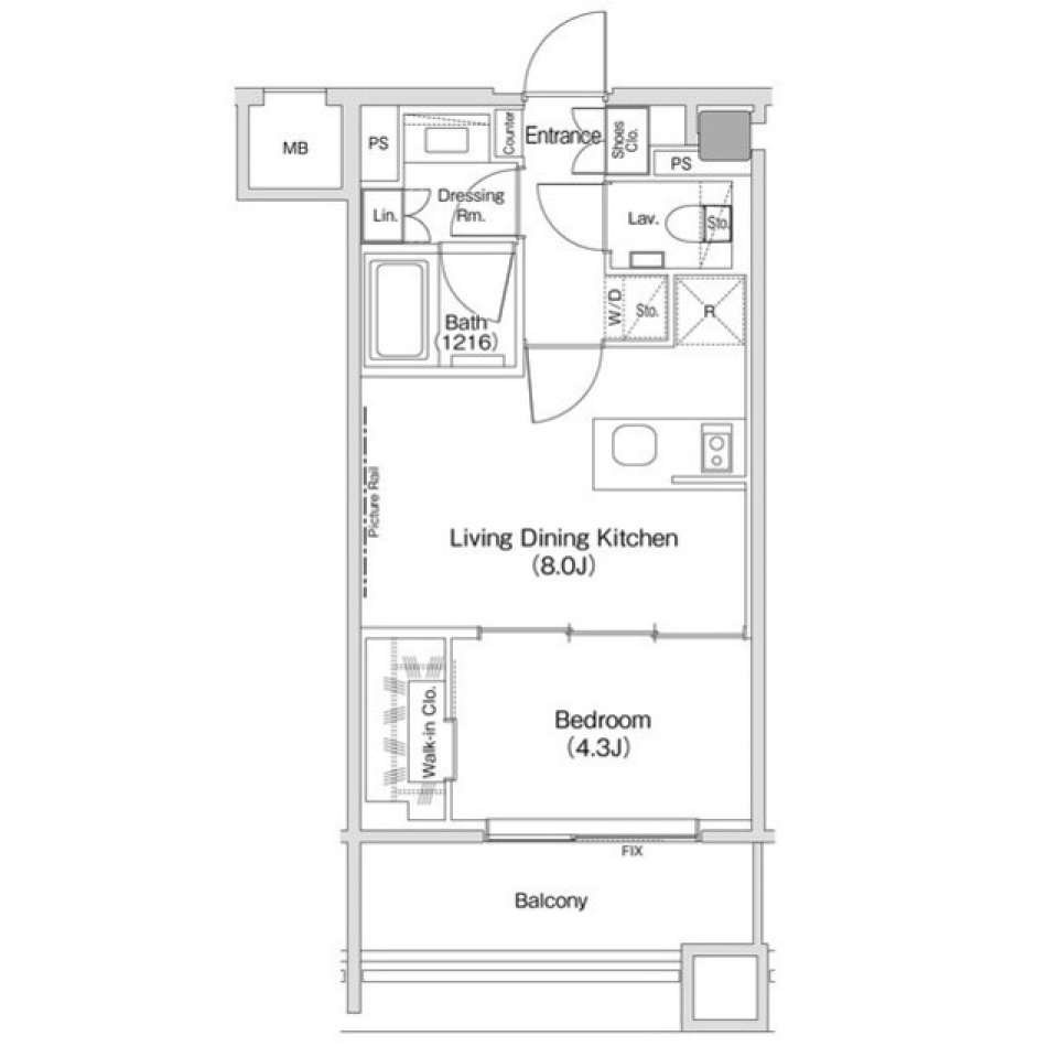 ザ・パークハビオ渋谷クロス　1019号室［ペット可］の間取り図