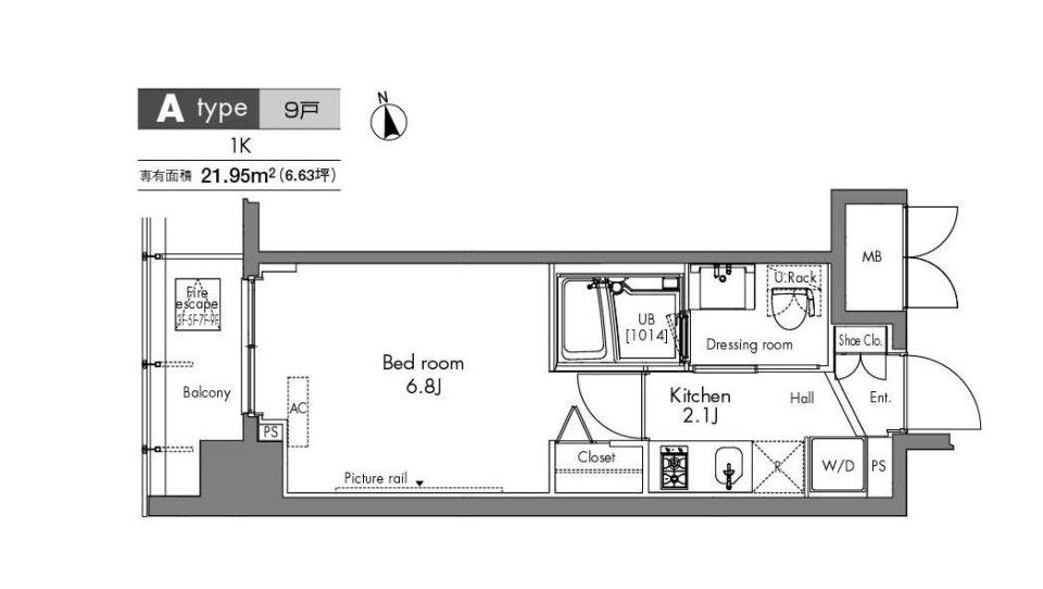 プラウドフラット隅田リバーサイド　405号室の間取り図
