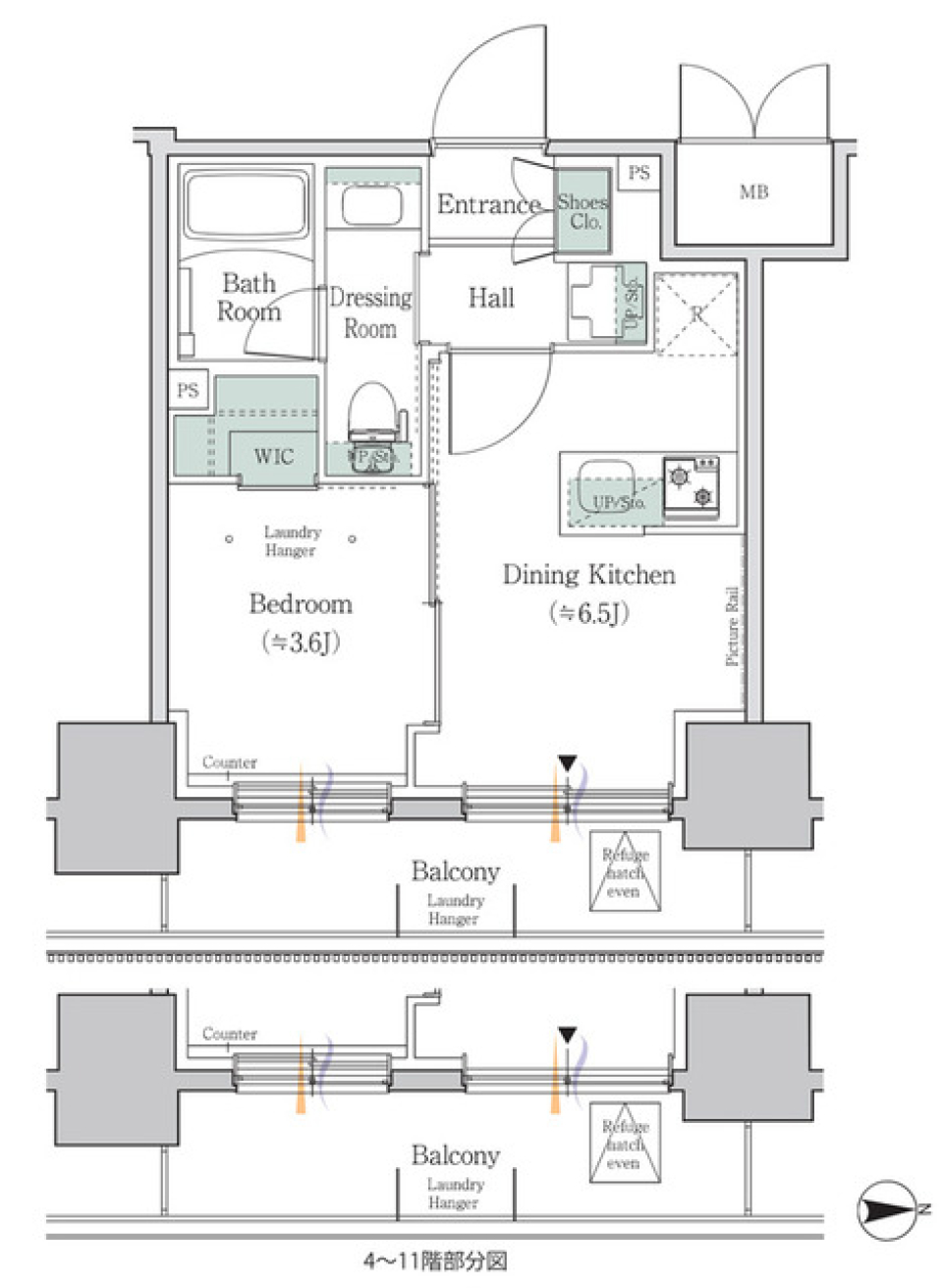 ワンルーフレジデンス板橋大山　704号室［ペット可］の間取り図