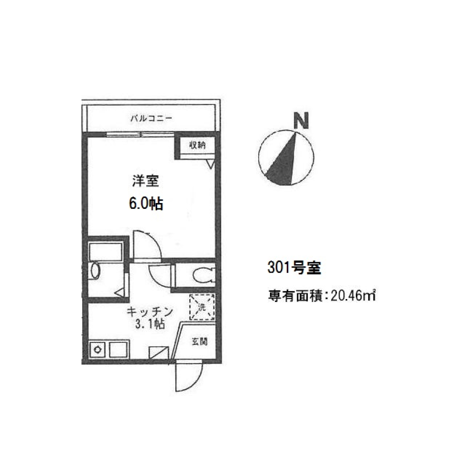 アルテール瀧野川　301号室の間取り図