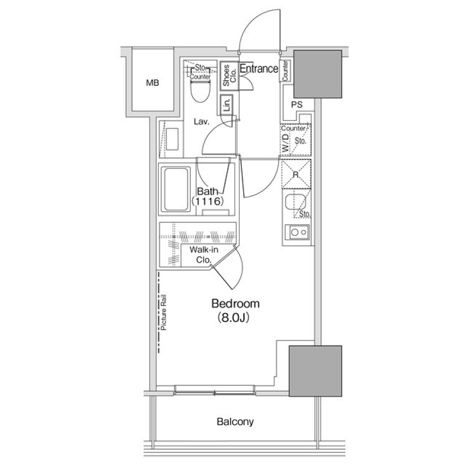 ザ・パークハビオ荏原中延駅前　310号室［ペット可］の間取り図