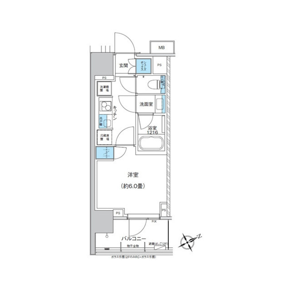ザ・パークハウス浅草橋タワーレジデンス　201号室［ペット可］の間取り図