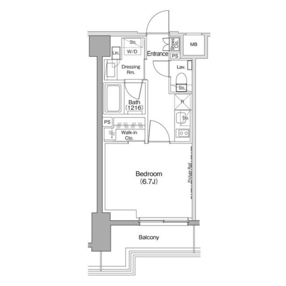 ザ・パークハビオ住吉　607号室［ペット可］の間取り図