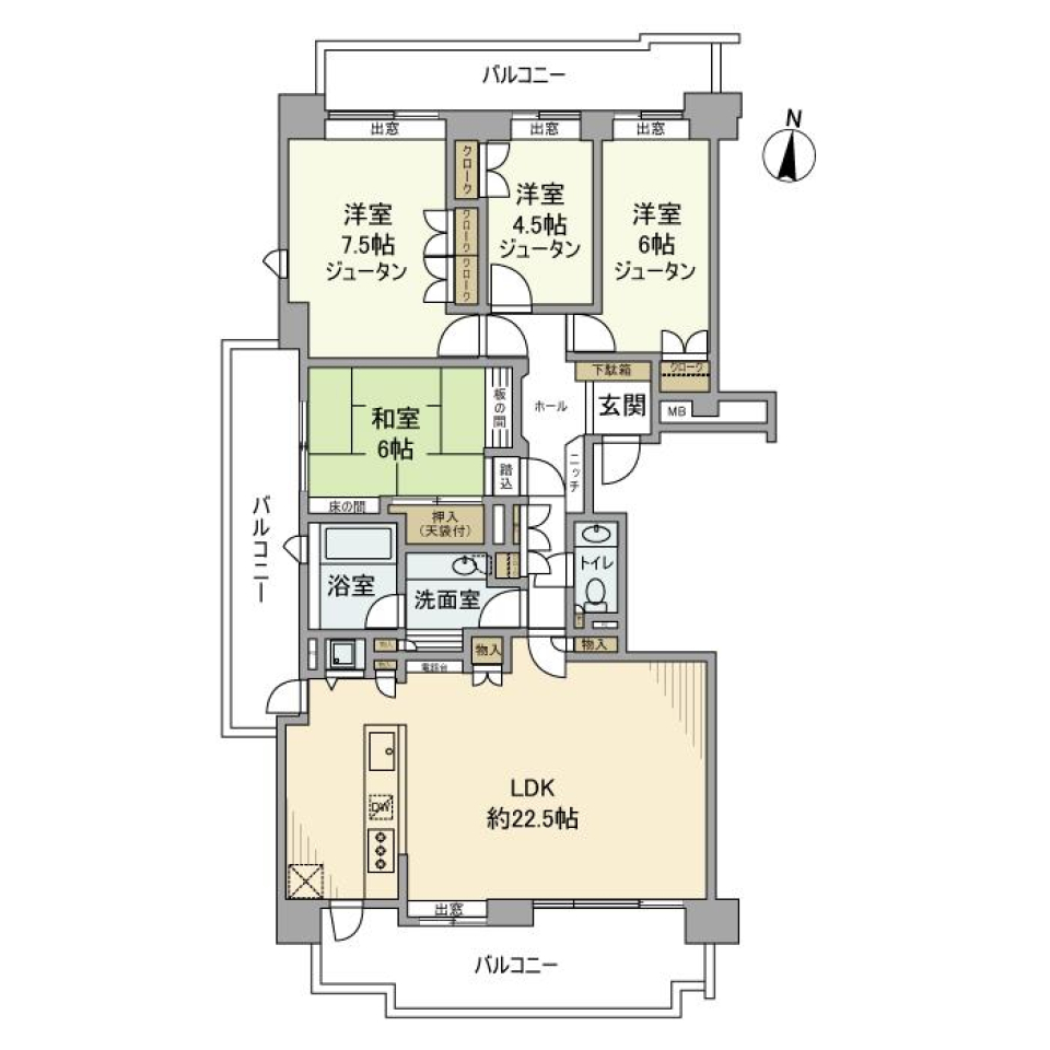 サン・ステージ緑園都市東の街四番館　501号室の間取り図