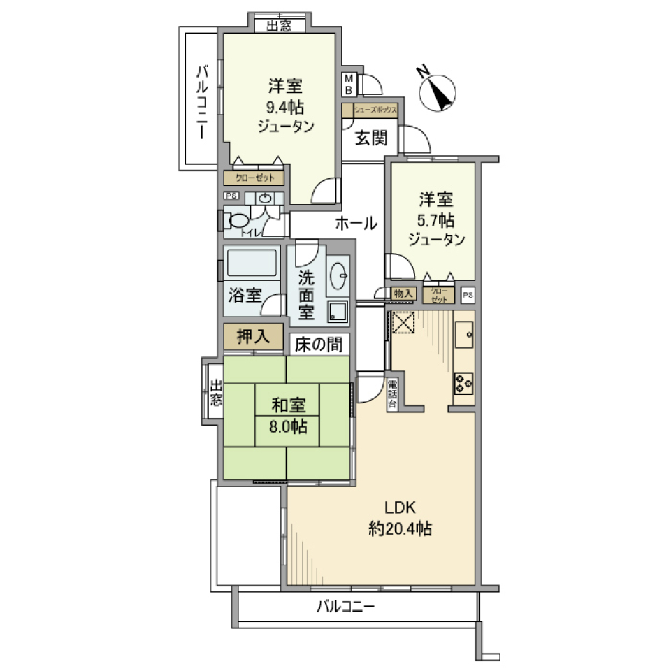 ロイヤルシャトー東戸塚　301号室の間取り図
