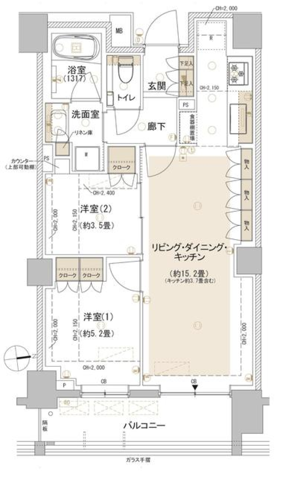 パークホームズ東中野　208号室の間取り図