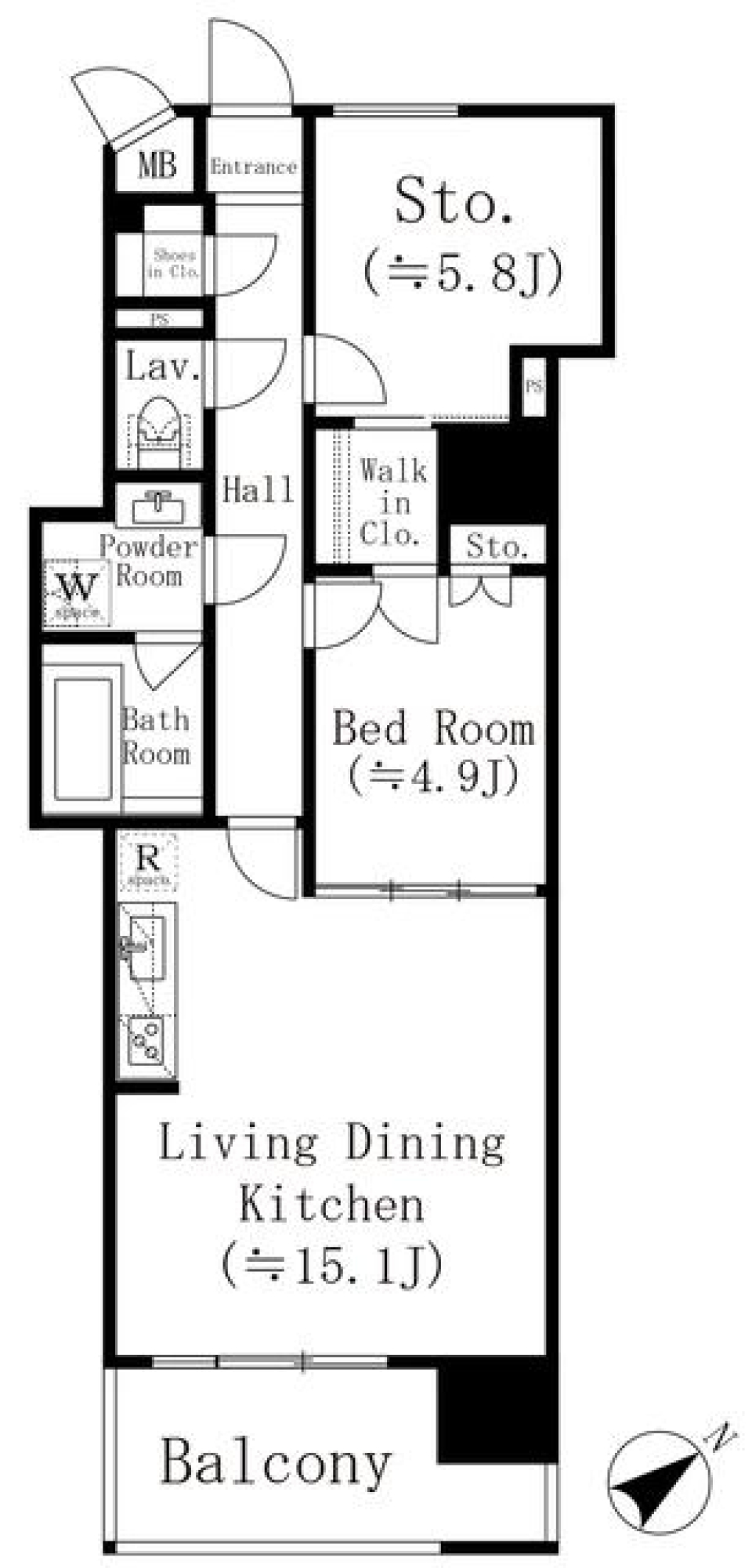 堀之内マンション　902号室の間取り図