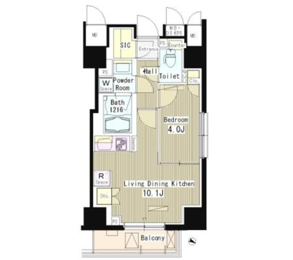 マスターズコート北品川　1001号室の間取り図