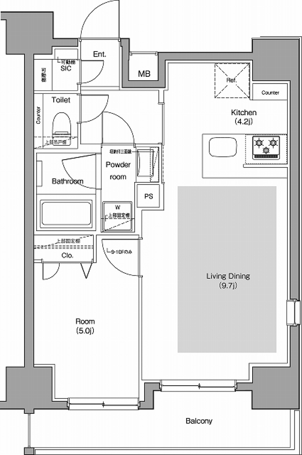 PREMIUM CUBE 品川戸越 DEUX　1203号室［ペット可］の間取り図