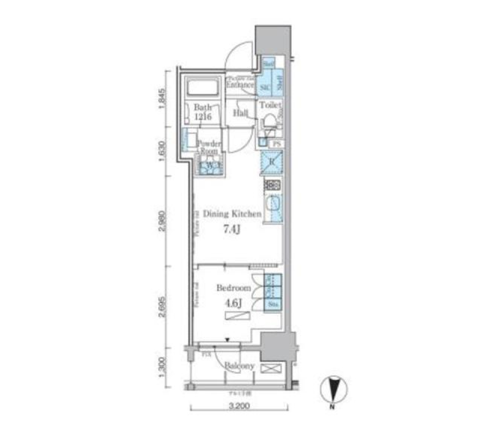 パークアクシス日本橋本町　1103号室の間取り図