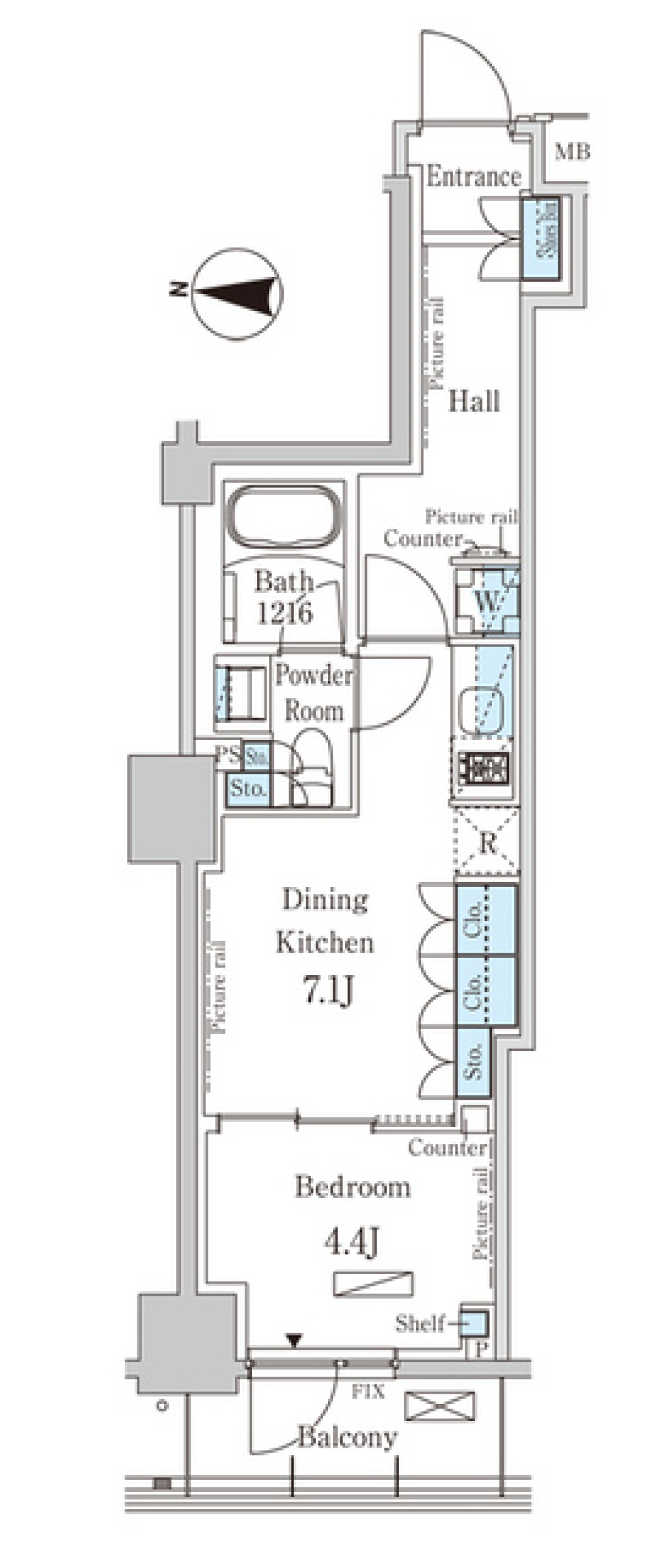 パークアクシス押上サウス　308号室［ペット可］の間取り図