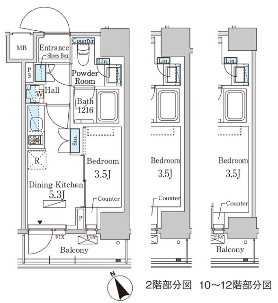 パークアクシス日本橋茅場町ステーションゲート　1003号室［ペット可］の間取り図