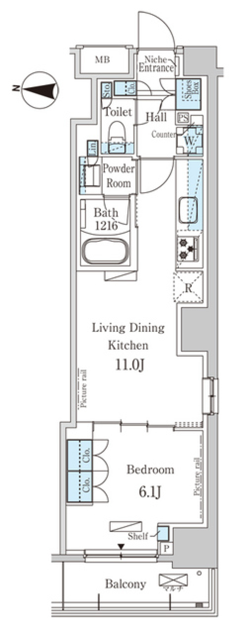 パークアクシス押上サウス　407号室［ペット可］の間取り図