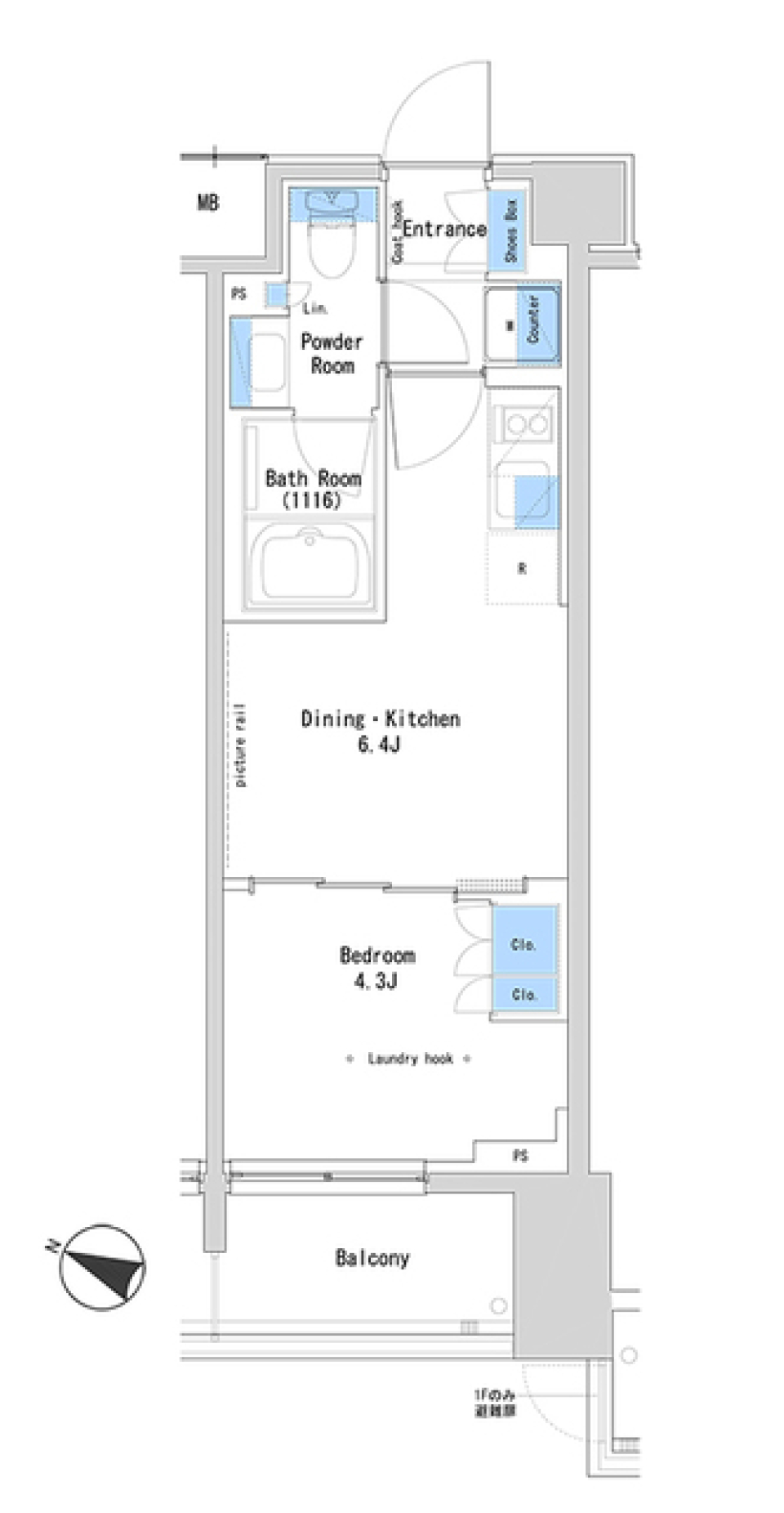 ルフォンプログレ中野富士見町ザ・レジデンス　104号室［ペット可］の間取り図