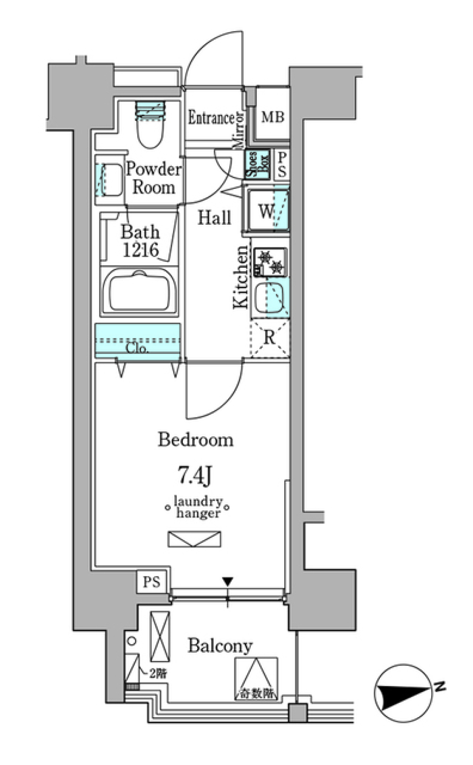 ミリアレジデンス新宿御苑　1404号室［ペット可］の間取り図