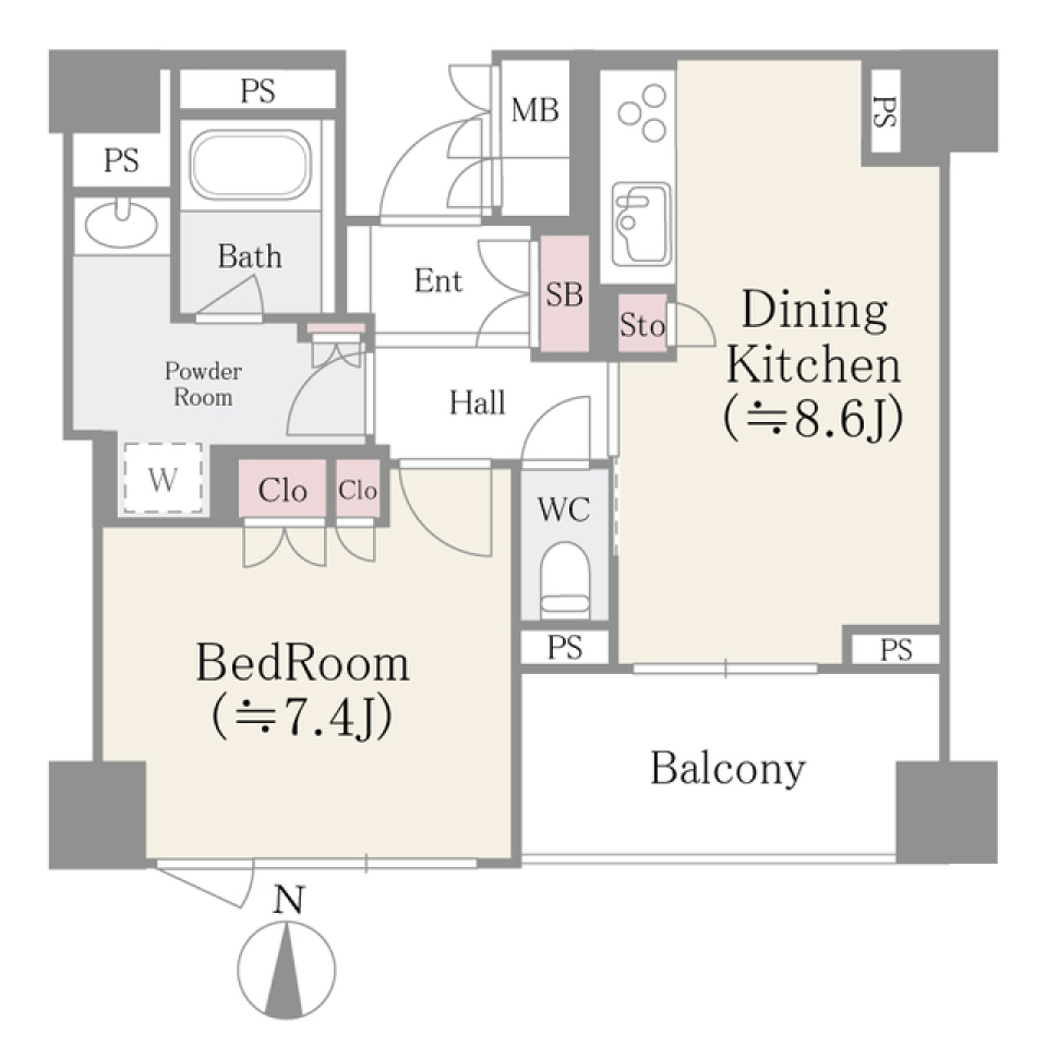 ボワエトワール立石　411号室の間取り図