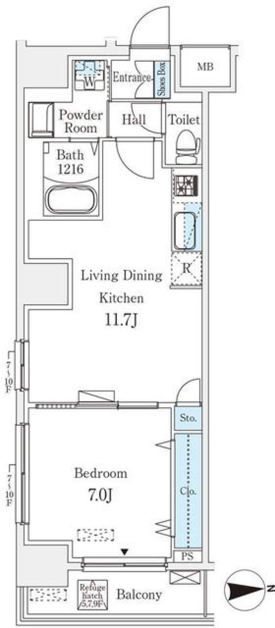 フトューロ東神田　502号室の間取り図