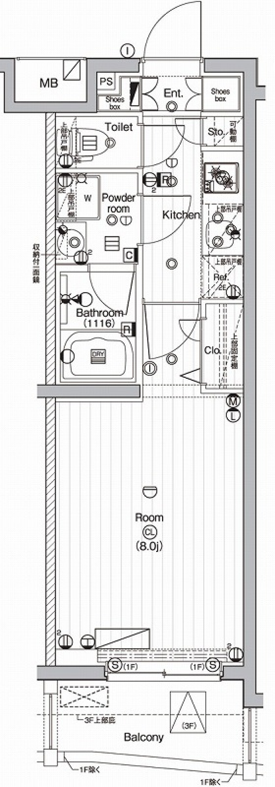 プレミアムキューブ下北沢　204号室の間取り図