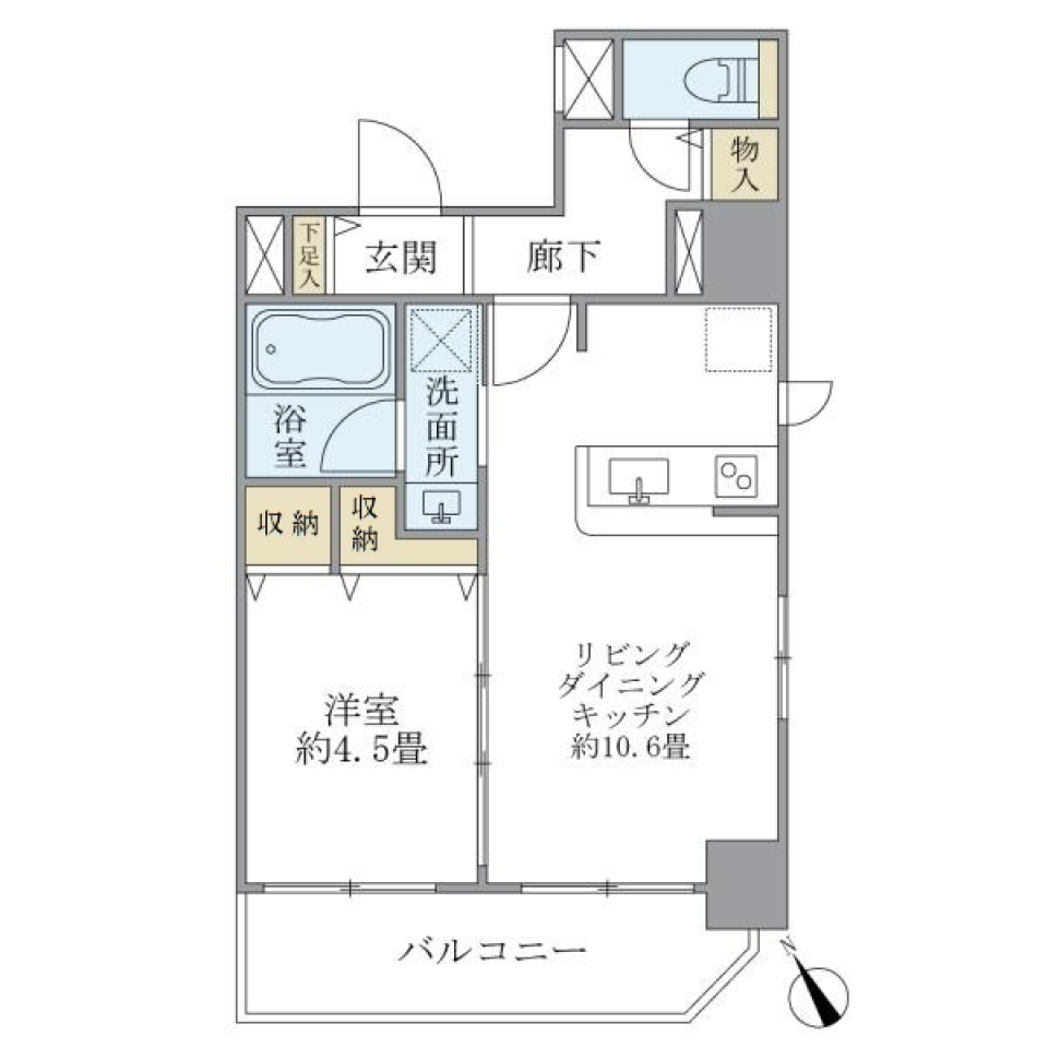 Ｃｒｏｓｓ　Ｐｏｉｎｔ　ＡＫＡＢＡＮＥ　501号室［ペット可］の間取り図