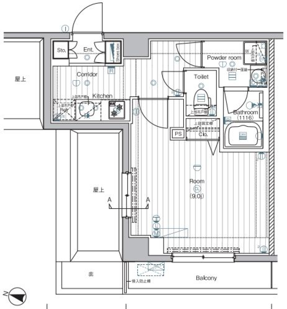 プレミアムキューブ文京江戸川橋♯mo　602号室［ペット可］の間取り図
