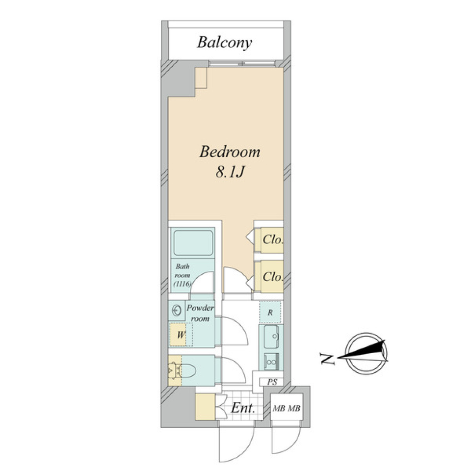 AIFLAT麻布十番east　0403号室［ペット可］の間取り図