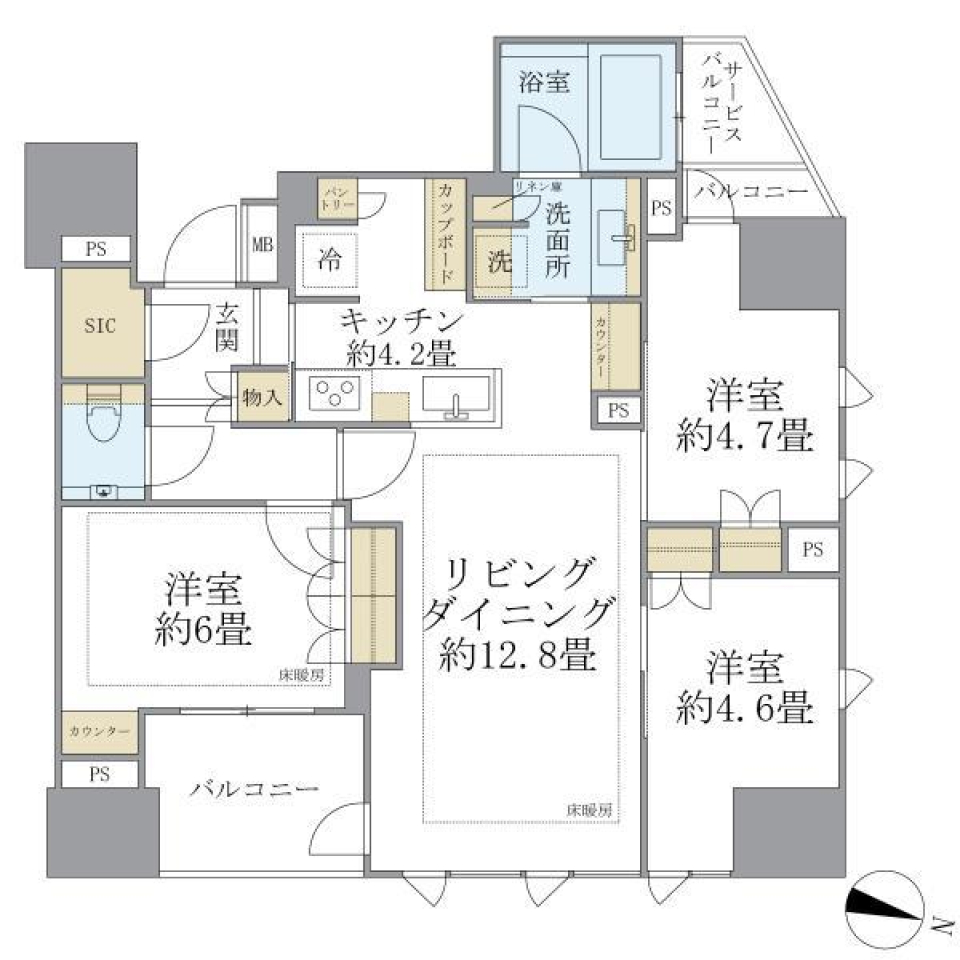 Ｂｒｉｌｌｉａ　本郷　Ｓｔａｔｉｏｎ　Ｆｒｏｎｔ　1501号室［新築］の間取り図