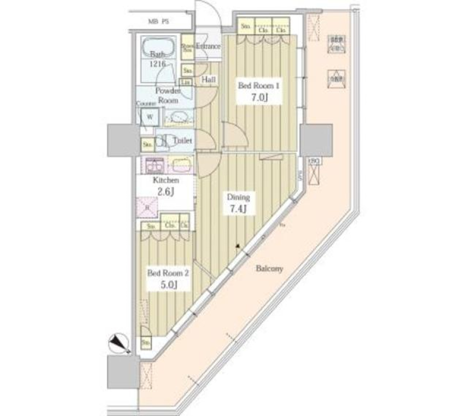 ユニゾンタワー　2410号室の間取り図