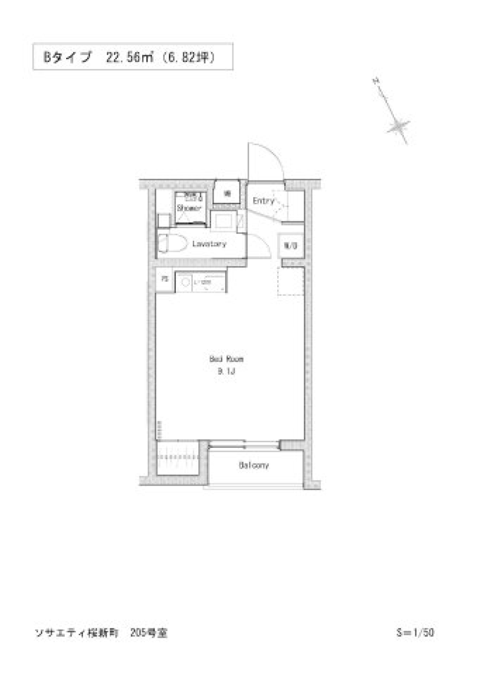 ソサエティ桜新町　103号室の間取り図