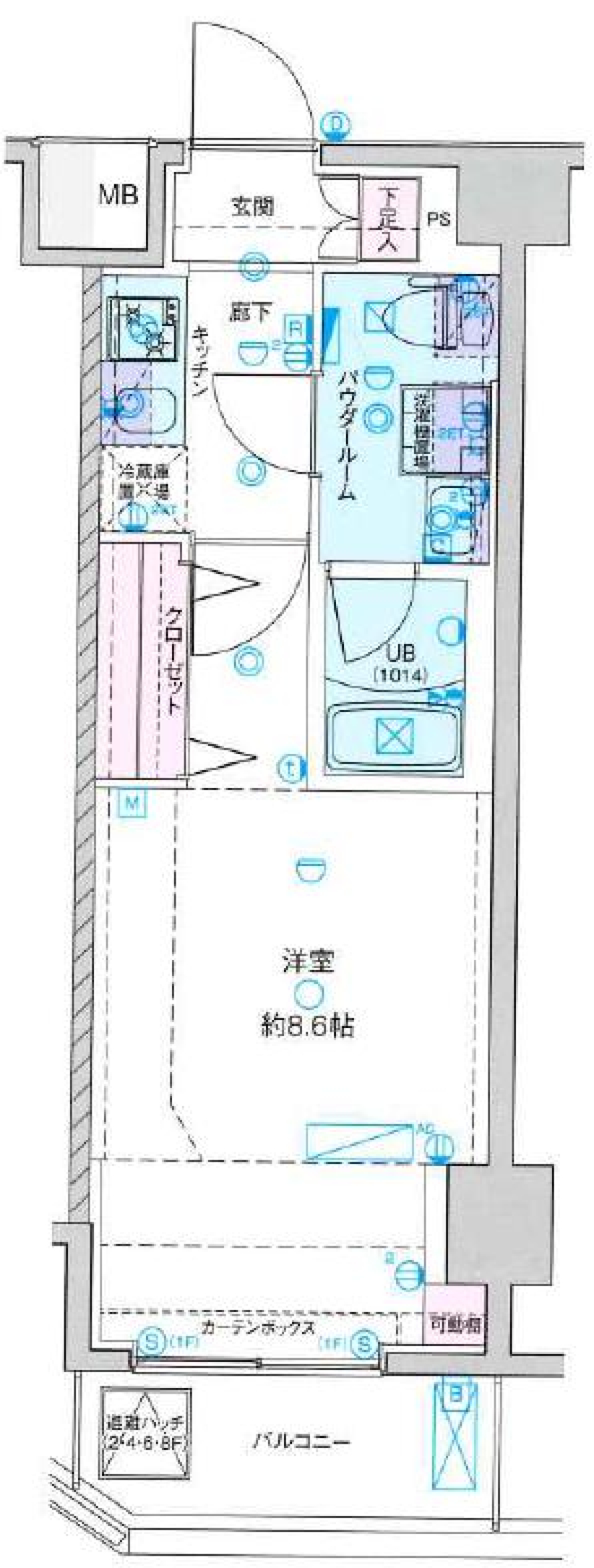 ジェノヴィア武蔵関公園スカイガーデン 704号室［ペット可］の間取り図