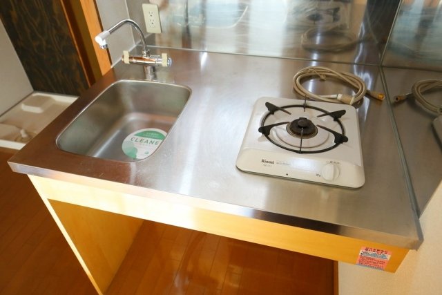 コンロは一口ですが、シンクも作業スペースもきちんとあります。
