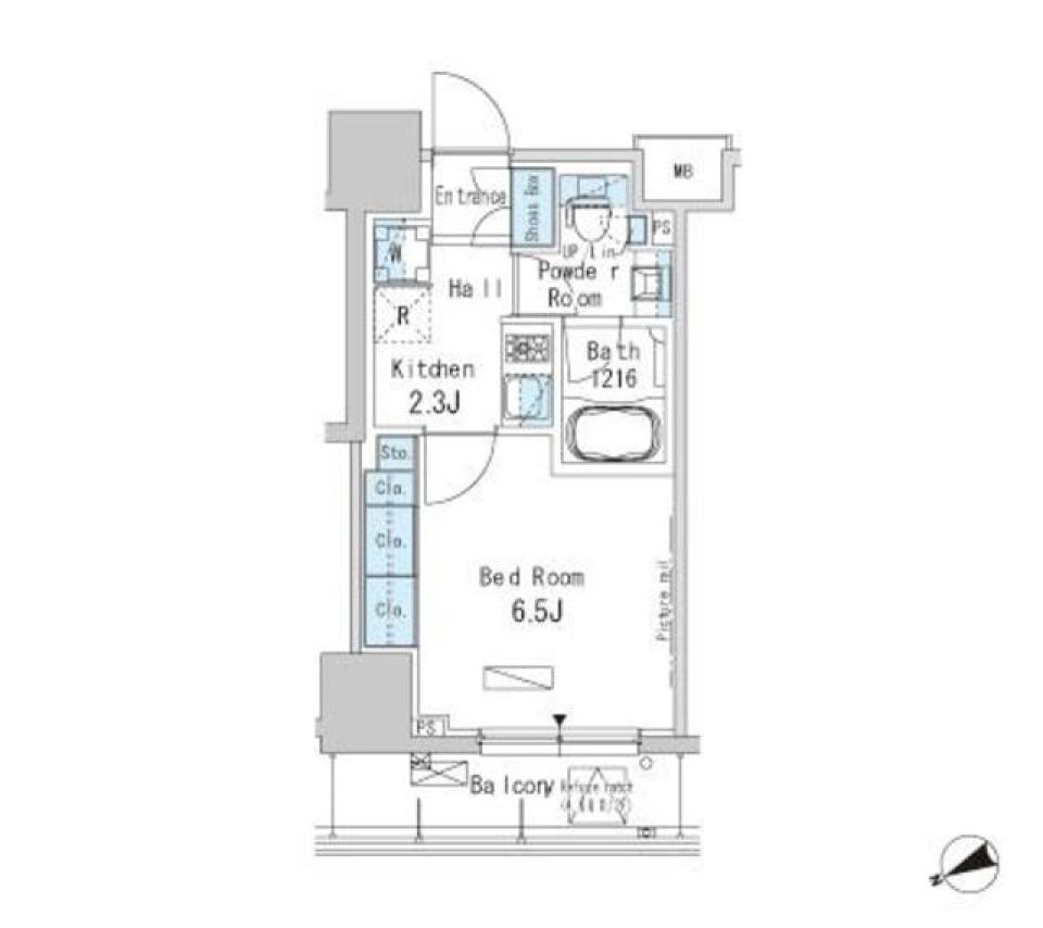 パークアクシス浅草橋二丁目　1302号室［ペット可］の間取り図