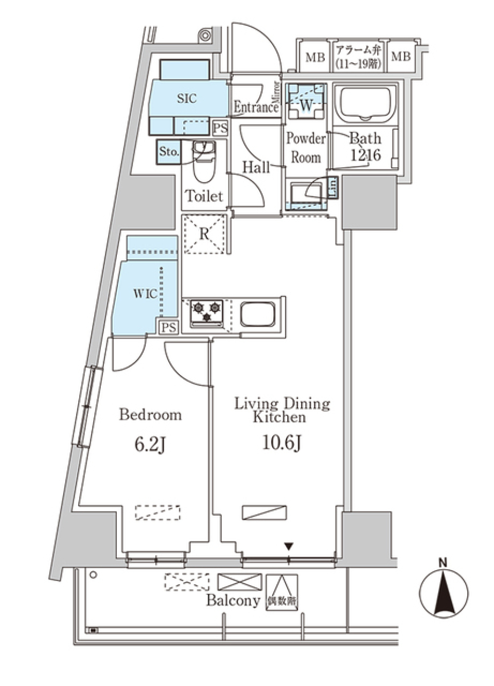 パークアクシス池袋　1502号室［ペット可］の間取り図