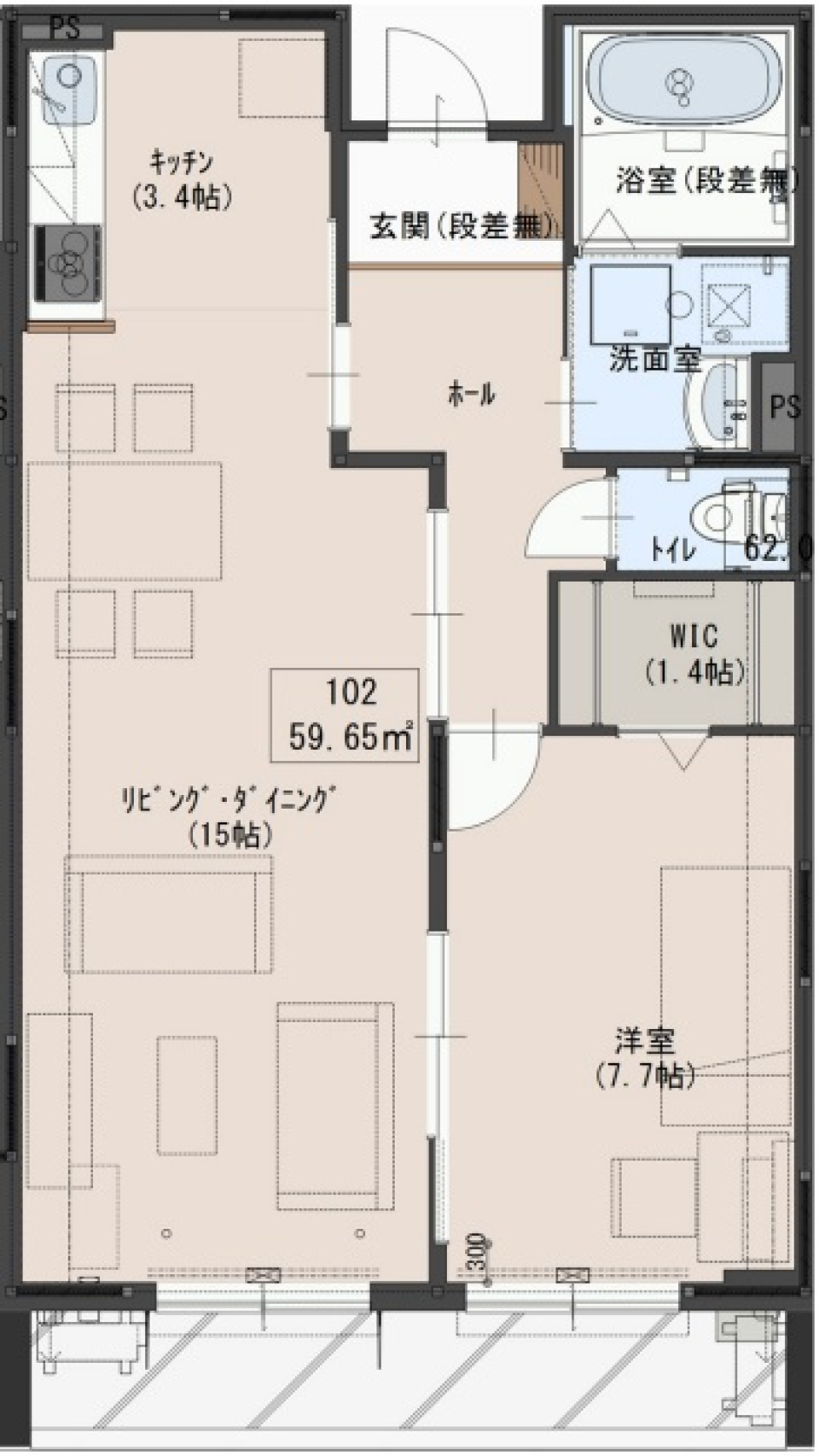 サクラテラスB　102号室の間取り図