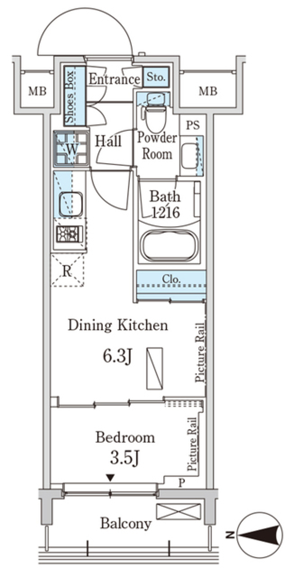 パークアクシス入谷　703号室［ペット可］の間取り図
