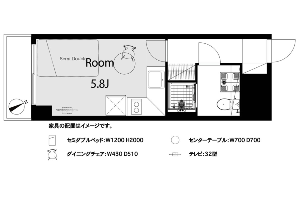 ラワンとコンクリートのコントラストの間取り図
