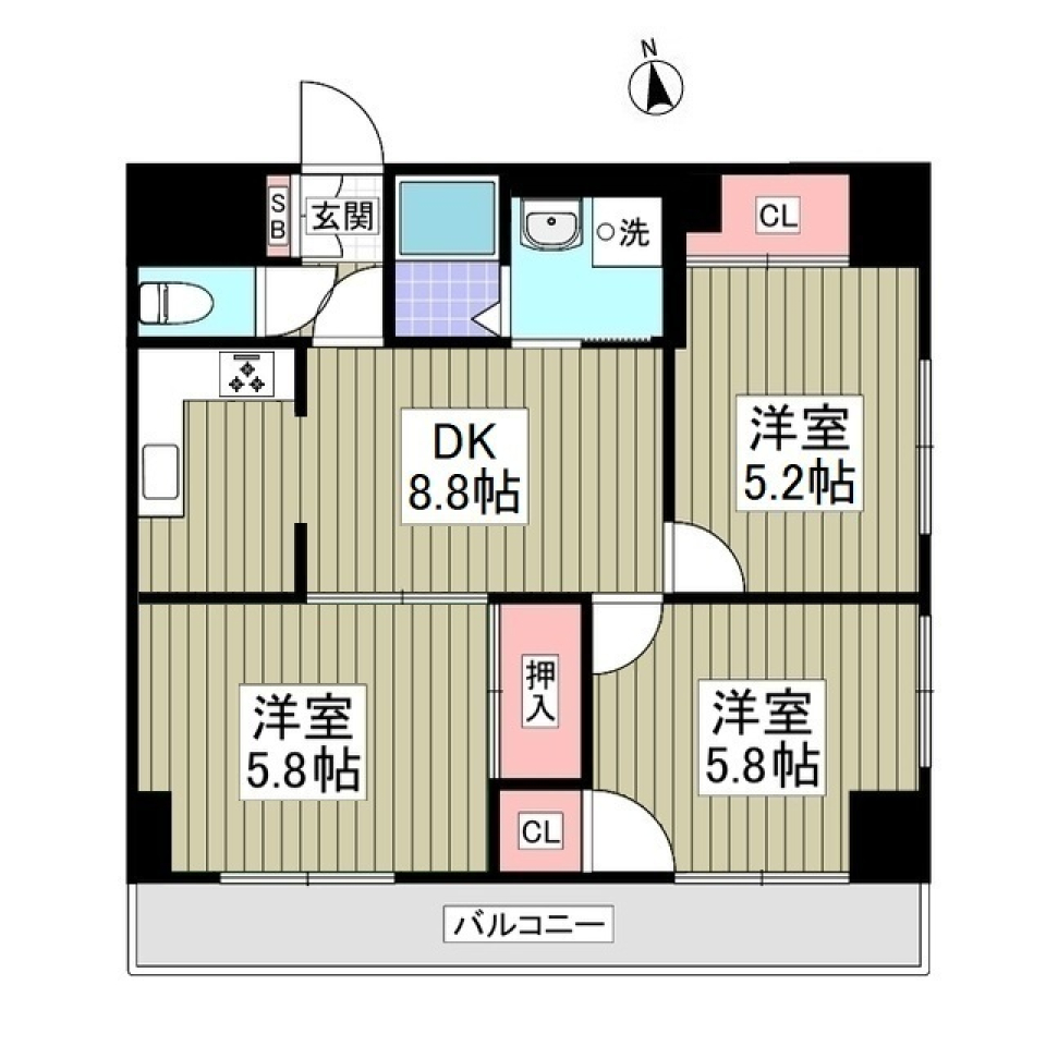 East Wing　703号室の間取り図