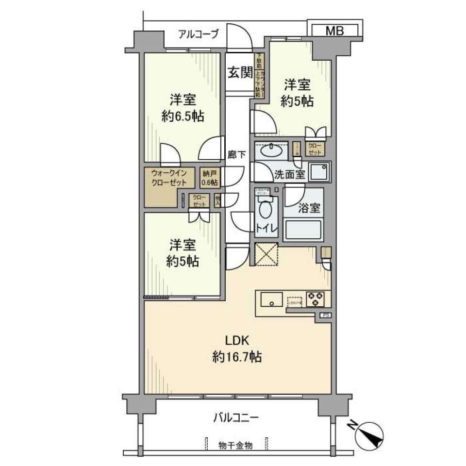 オーベル横浜鶴見二見台　412号室の間取り図